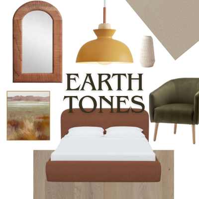 earth tone coloured home decor products from CB2, Arhaus, and Carpet One Floor & Home
